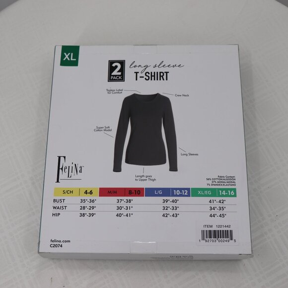 Felina Long Sleeve 2-Pack T-shirt Size XL New in Box - Picture 6 of 8